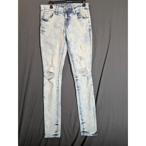 RUE 21 PREMIUM Mens Acid Wash Distressed Skinny Jeans Size 30x32